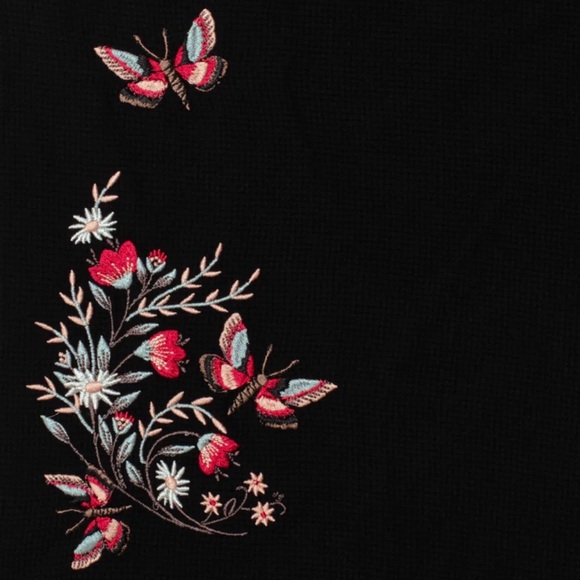 NWT Copia Moth Embroidered Cotton Puff Sleeve Split Skirt Midi Dress size 2 - Picture 4 of 9